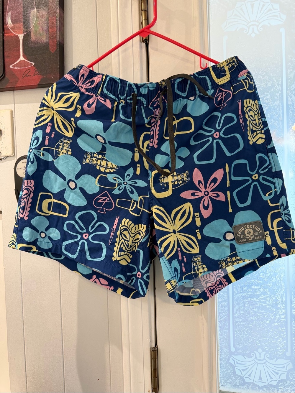 Men's Navy Floral Swim Trunks - Retro Foxtrot